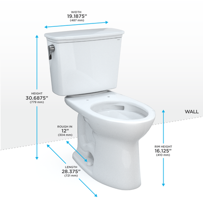 TOTO Drake Transitional Two-Piece Elongated Toilet 1.28 GPF Universal Height