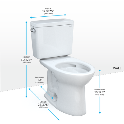 TOTO Drake Two-Piece Elongated Toilet with 10" Rough-In 1.6 GPF Universal Height
