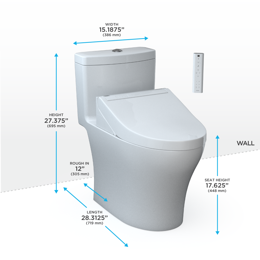 TOTO Aquia IV Washlet+ C5 One-Piece Toilet, 1.28/0.9 GPF, Universal Height
