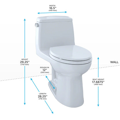 TOTO Eco Ultramax Elongated One-Piece Toilet, ADA Height 1.28 GPF with CEFIONTECT Glaze