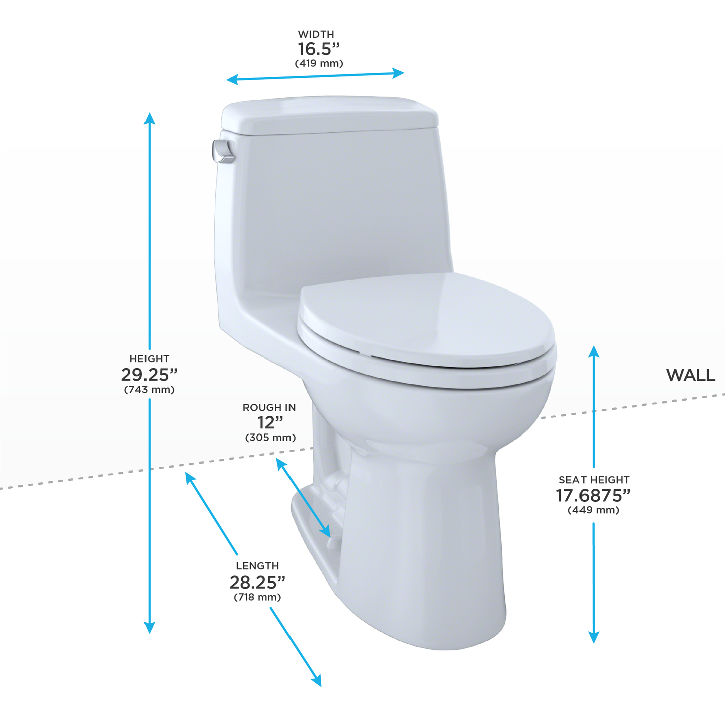 TOTO UltraMax Elongated One-Piece Toilet, ADA Height 1.6 GPF