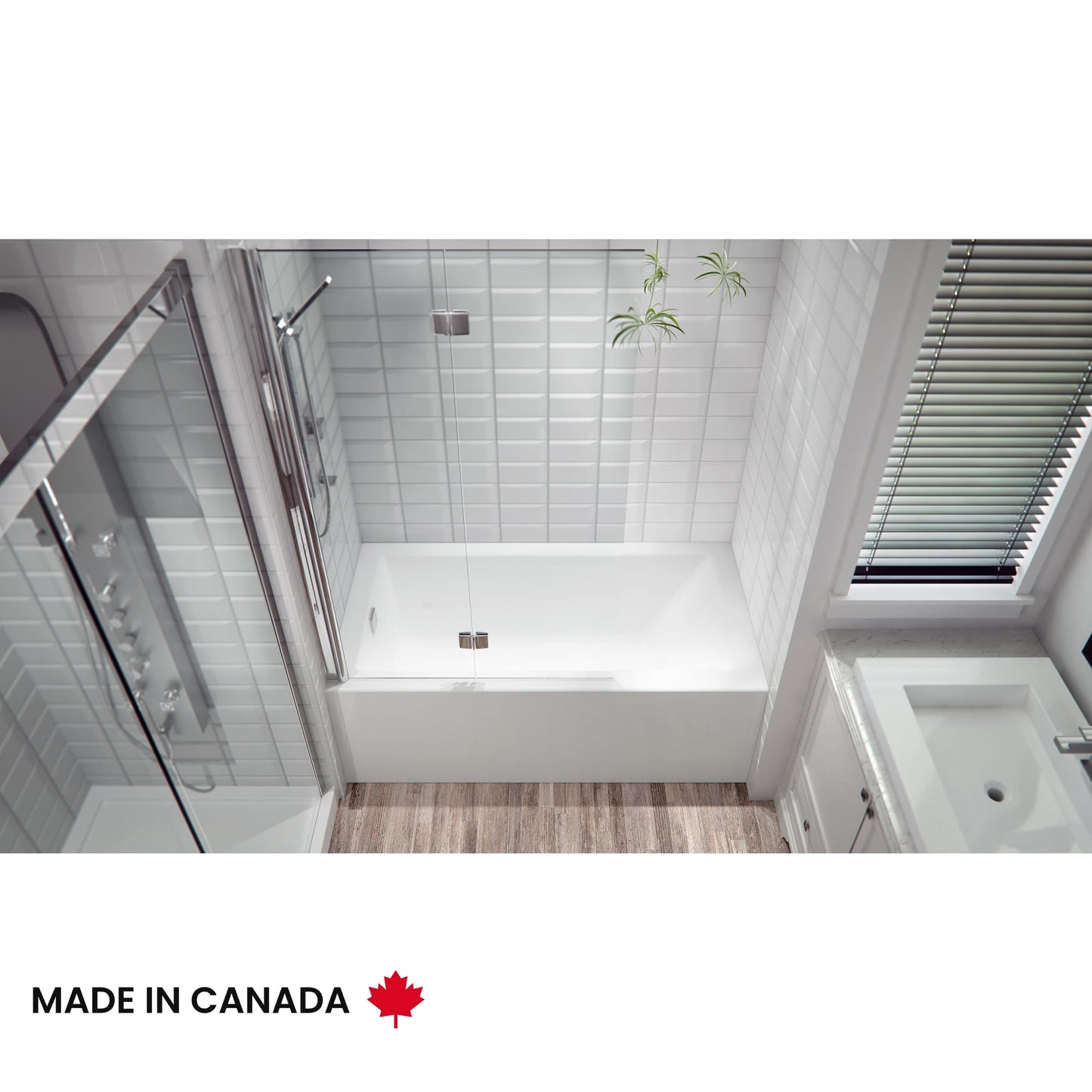 Neptune Flory de Colt 7760 IFS Acrylic Alcove Right/Left-Hand Drain Bathtub in White