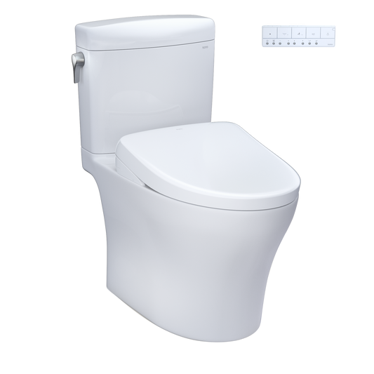 TOTO Aquia IV Cube Washlet+ S7 Two-Piece Toilet 1.28/0.9 GPF - Universal Height