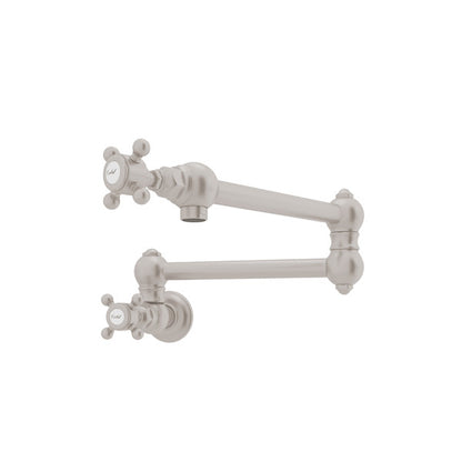 Rohl Acqui Pot Filler - Satin Nickel with Cross Handle