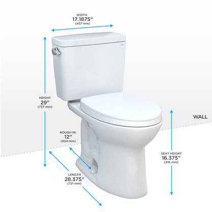 TOTO Drake Two-piece Toilet Kit-1.28 GPF- Elongated - Regular Height - Washlet+ Connection