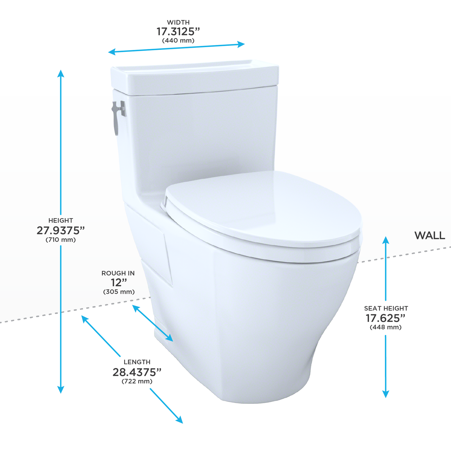 TOTO Aimes One-Piece Toilet 1.28 gpf Elongated, Universal Height Washlet+ Connection
