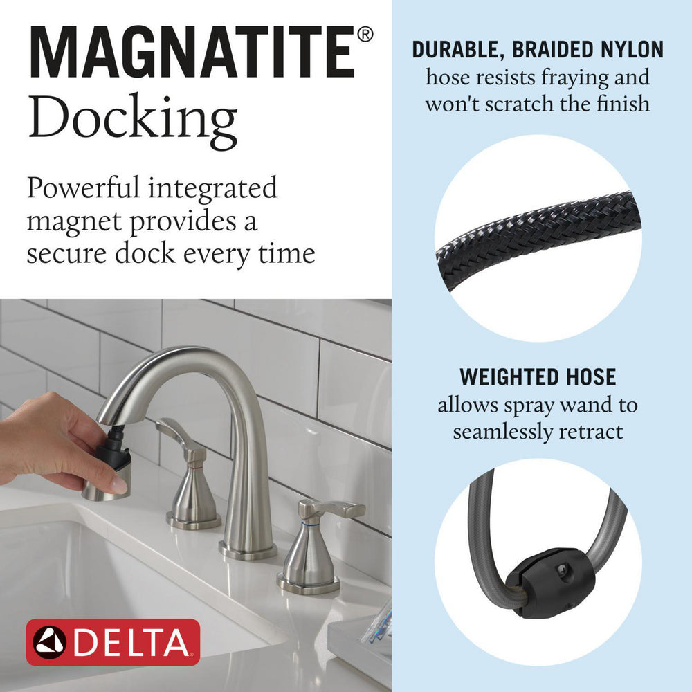 Robinet de salle de bain Delta Stryke à deux poignées et douchette extensible