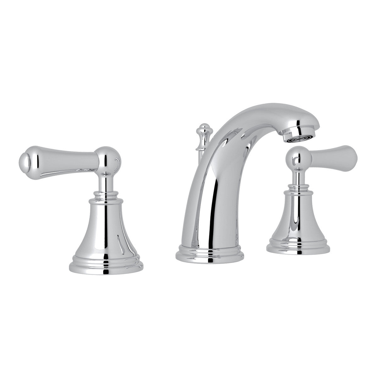 Perrin & Rowe High Neck Georgian Era Widespread Lavatory Faucet, Metal Lever Handle