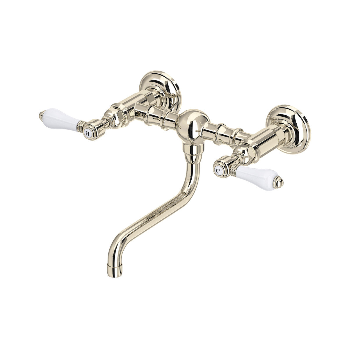 Rohl Acqui Wall Mount Bridge Lavatory Faucet Porcelain Handles - A1405/44LP-2