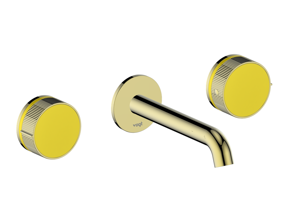 Vogt Mond 8" C.C. Wall-Mount Lavatory Faucet in Brushed Gold, Trim Only