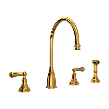 Perrin & Rowe Georgian Era Two Handle Kitchen Faucet With Side Spray Lever Handles