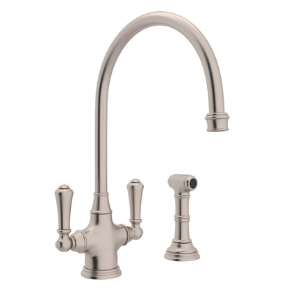 Perrin & Rowe Georgian Era Two Handle Kitchen Faucet With Side Spray 1.8 GPM