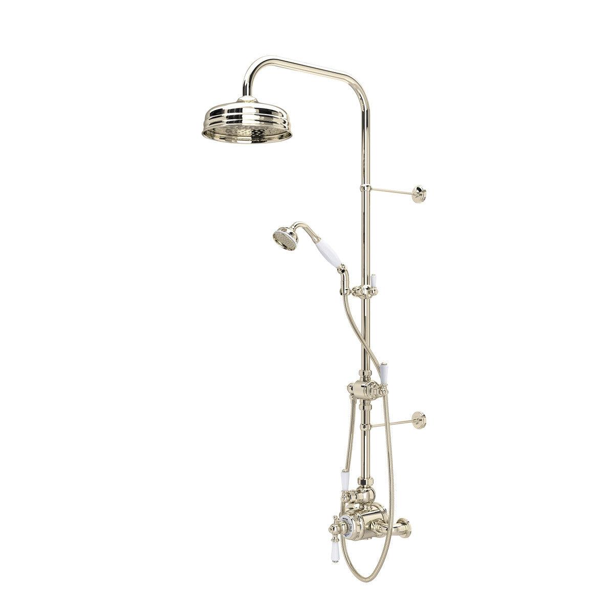 Perrin & Rowe Edwardian 3/4" Exposed Wall Mount Thermostatic Shower System, Lever Handles