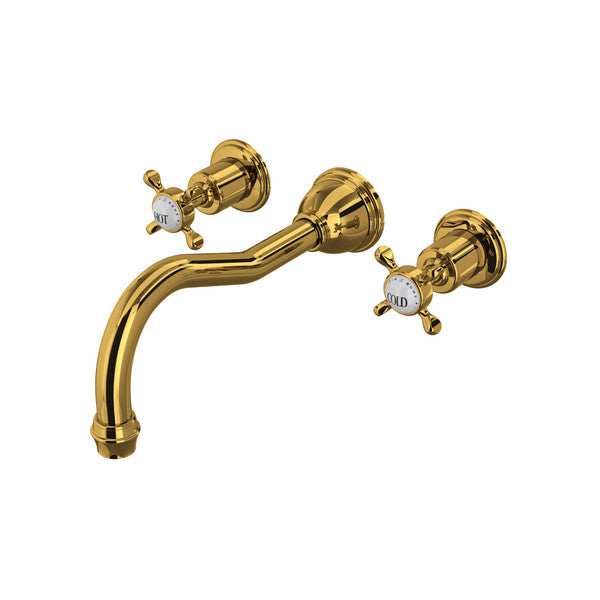 Perrin & Rowe Edwardian Wall Mount Tub Filler Trim With Column Spout Cross Handle