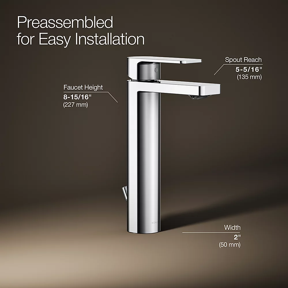 Kohler Parallel Tall Single-Handle Bathroom Sink Faucet, 1.2 GPM