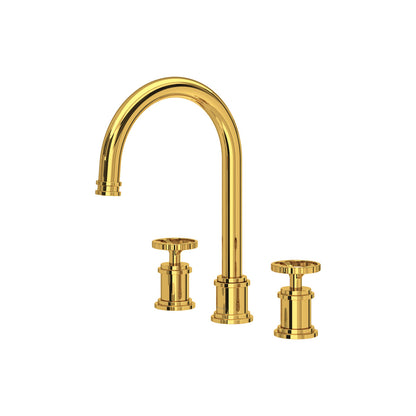 Perrin & Rowe Armstrong Widespread Lavatory Faucet With C-Spout- Wheel Handle