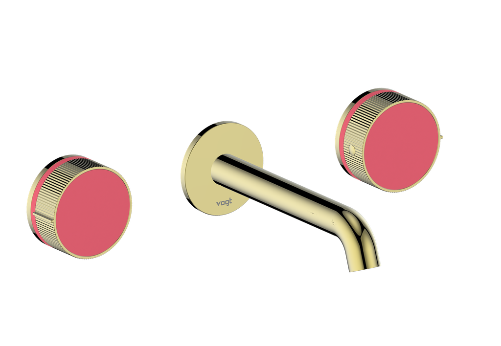 Vogt Mond 8" C.C. Wall-Mount Lavatory Faucet in Brushed Gold, With Rough-In