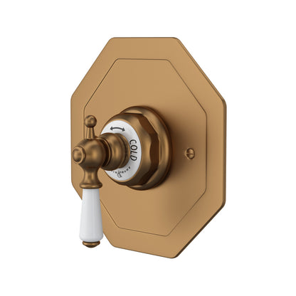 Perrin & Rowe Edwardian 3/4" Octagonal Thermostatic Trim Without Volume Control, Lever Handle
