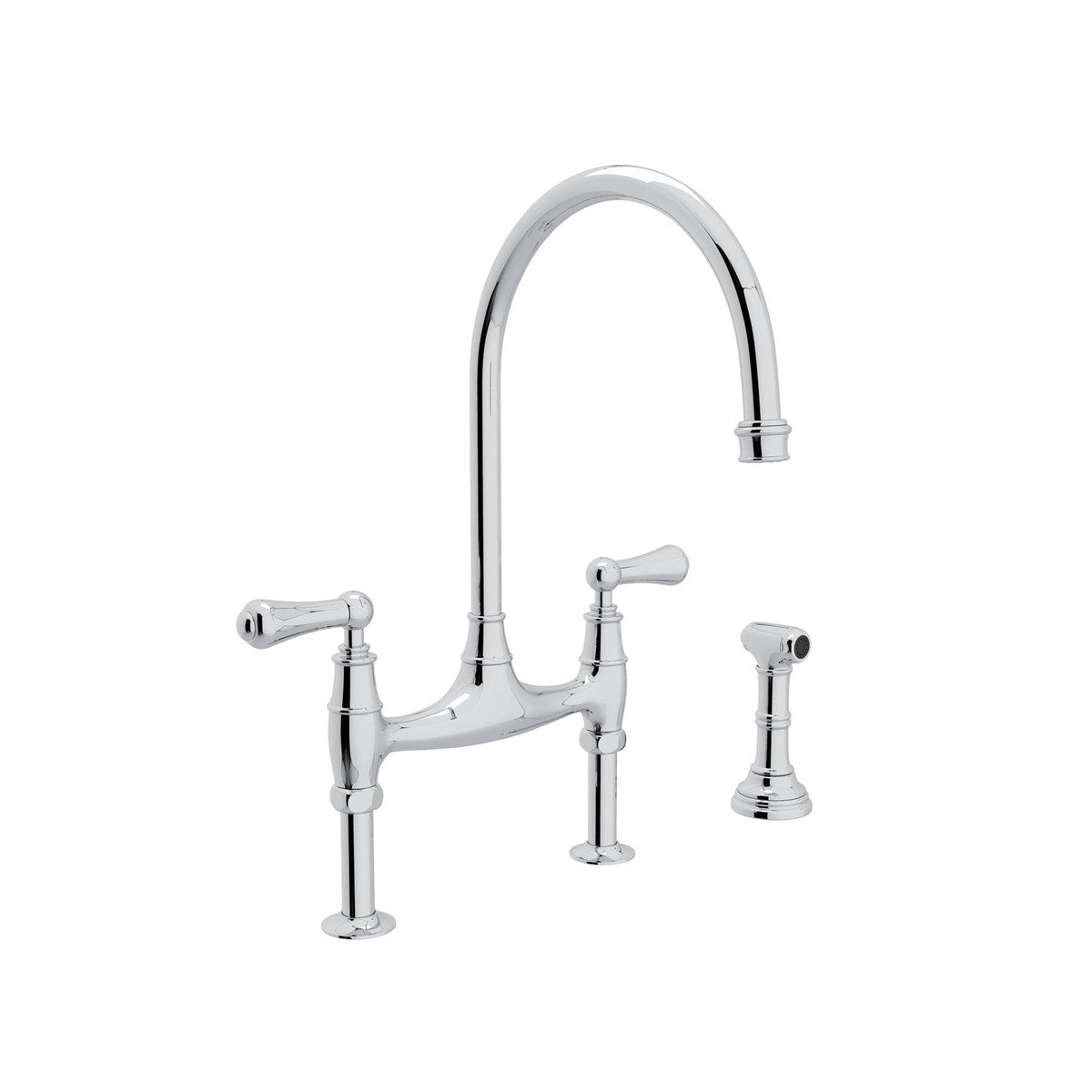 Perrin & Rowe Georgian Era Bridge Kitchen Faucet With Sidespray, Lever Handle
