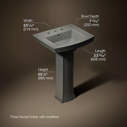 Kohler Archer 24" Rectangular Pedestal Bathroom Sink