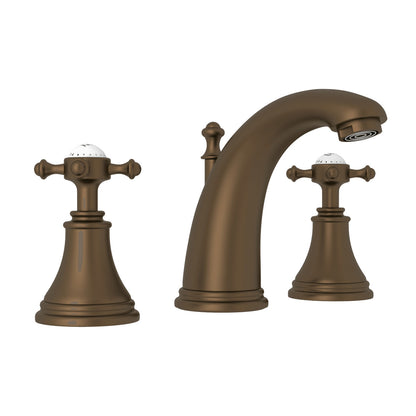 Perrin & Rowe Georgian Era High Neck Widespread Lavatory Faucet, Cross Handle