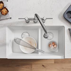 Blanco Ikon 33 Double Bowl Low Divide Undermount Apron Front Silgranit Kitchen Sink