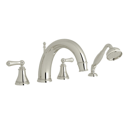Perrin & Rowe Georgian Era 4-Hole Deck Mount Tub Filler With C-Spout Lever Handle