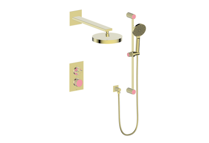 Vogt Mond 2-Way Thermostatic Shower System With Rough-In Valve, Brushed Gold