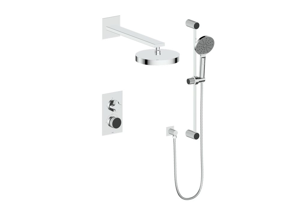 Vogt Mond 2-Way Thermostatic Shower System With Rough-In Valve, Polished Chrome