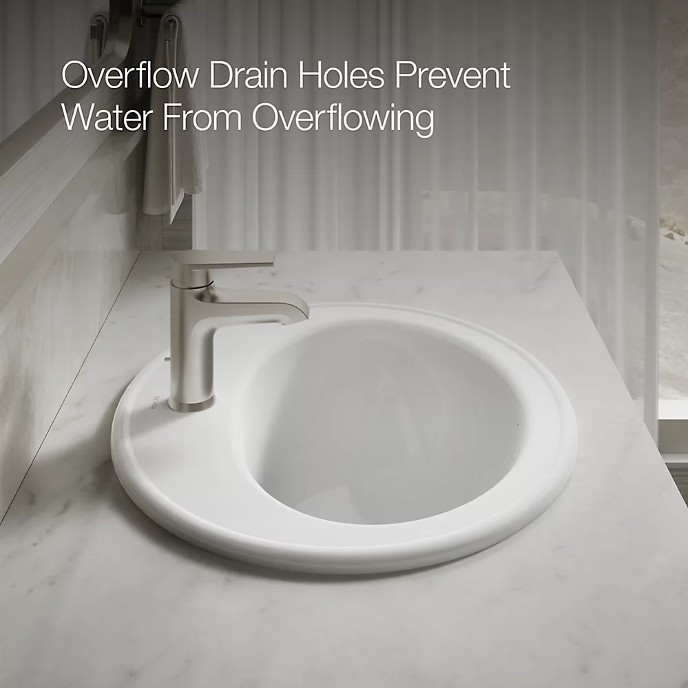 Kohler Pennington 20-1/4" Oval Drop-In Bathroom Sink With Faucet Hole