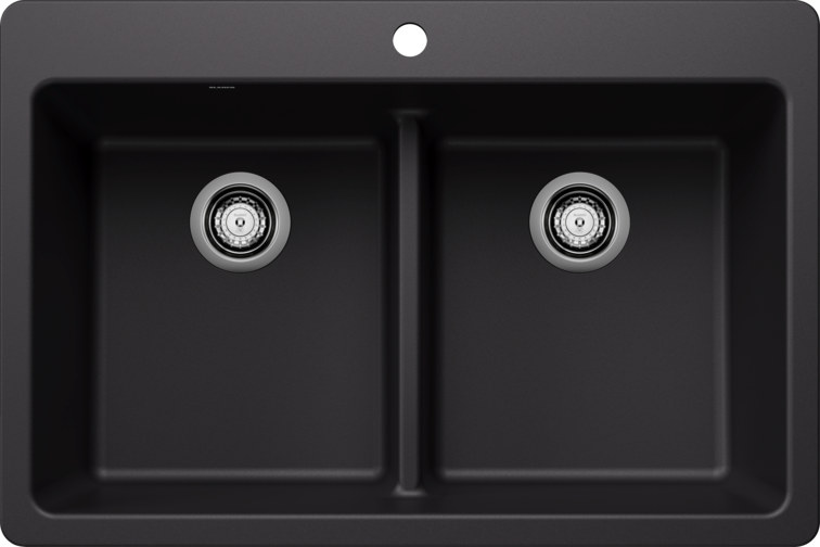 Blanco Liven Silgranit 33" 50/50 Double Bowl Dual Mount Kitchen Sink With Low Divide