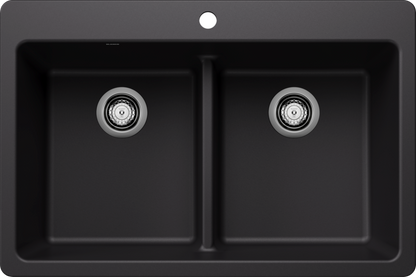Blanco Liven Silgranit 33" 50/50 Double Bowl Dual Mount Kitchen Sink With Low Divide