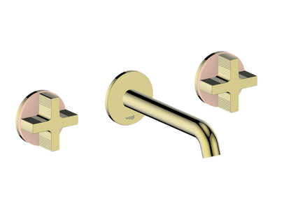 Vogt Mond 8" C.C. Wall-Mount Lavatory Faucet in Brushed Gold, Trim Only