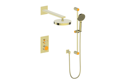 Vogt Mond Ensemble de finition de système de douche thermostatique à 2 voies uniquement, or brossé