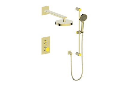 Vogt Mond 2-Way Thermostatic Shower System With Rough-In Valve, Brushed Gold