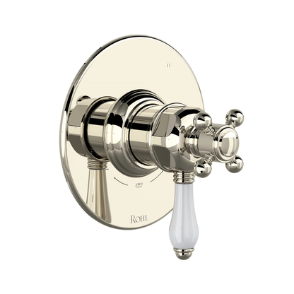 Rohl Acqui 1/2" Therm & Pressure Balance Trim With 5 Functions (Share), Porcelain Lever Handle - TTD45W1LP