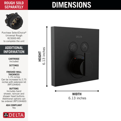 Delta SelectChoice Ara Angular Modern Push-Button Shower Trim - T37T267