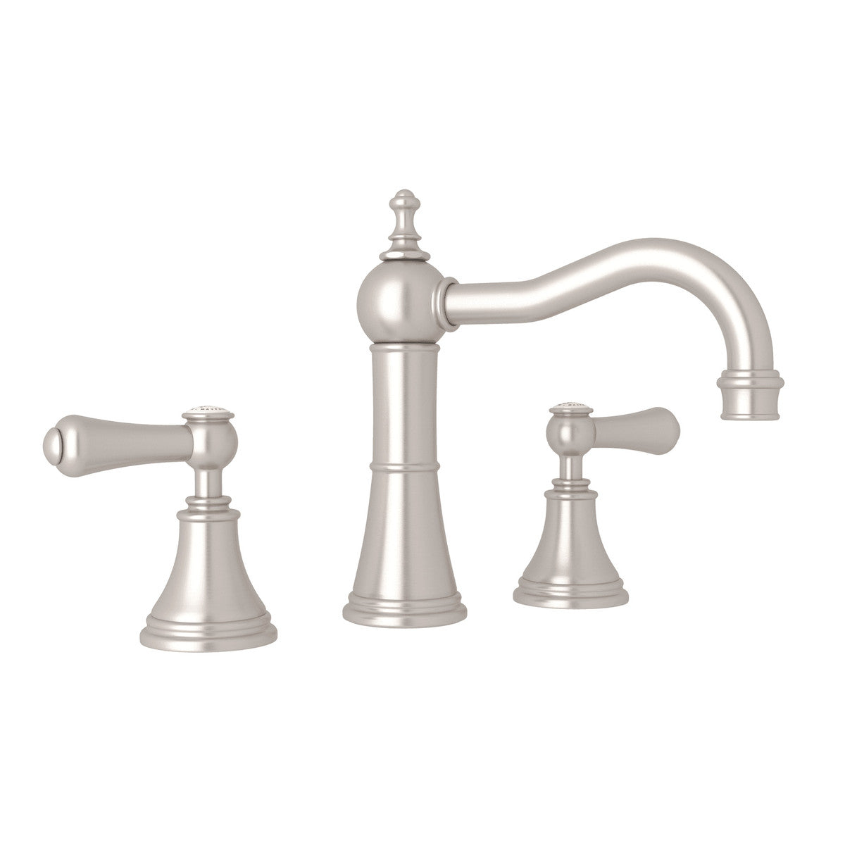 Perrin & Rowe Georgian Era Widespread Lavatory Faucet With Column Spout, White Porcelain Lever Handle