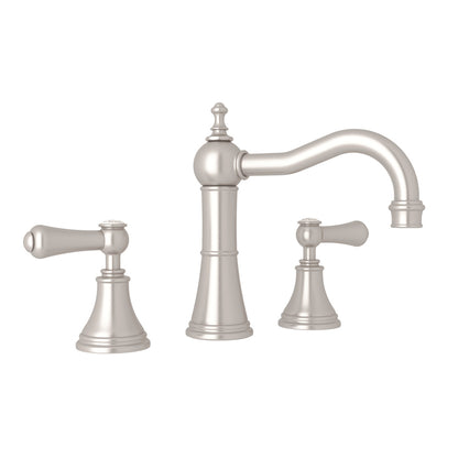 Perrin & Rowe Georgian Era Widespread Lavatory Faucet With Column Spout, White Porcelain Lever Handle