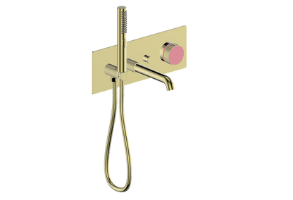 Vogt Mond Wall Mount Tub Filler Complete With Rough-In Valve In Brushed Gold