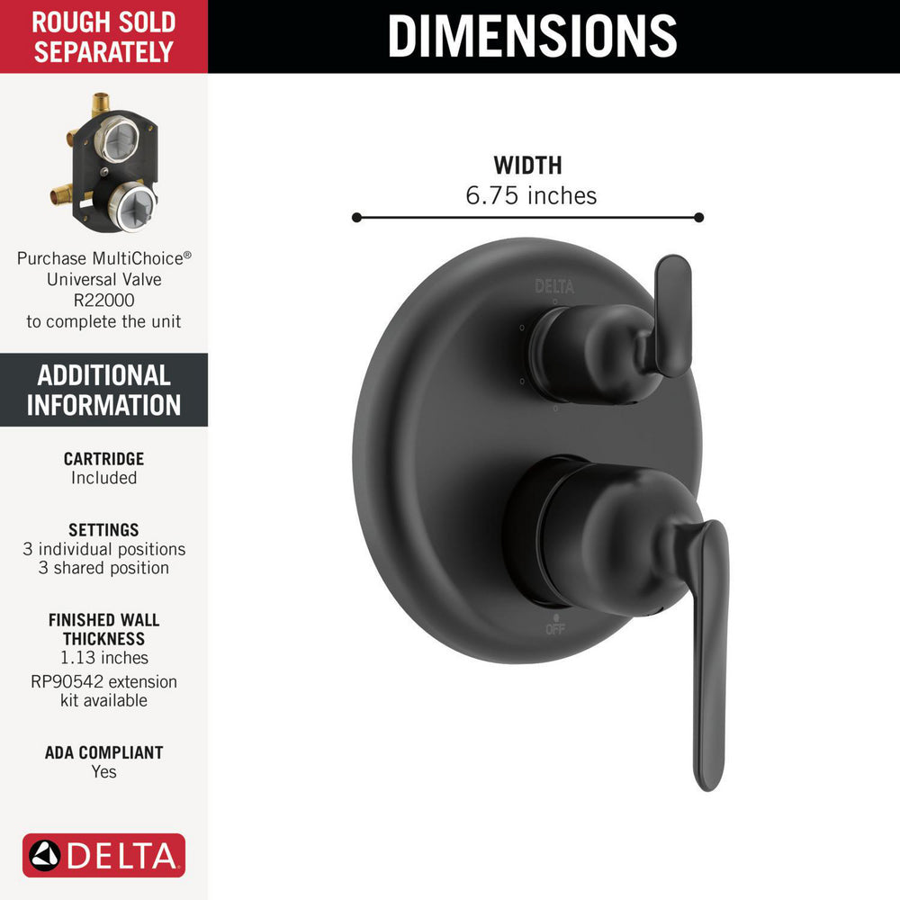 Delta T24945 Bonacci 14 Series 6-Setting Integrated Diverter Trim