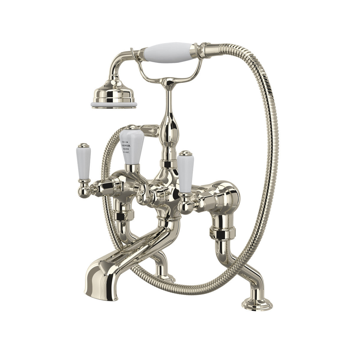 Perrin & Rowe Edwardian Exposed Deck Mount Tub Filler With Handshower, Lever Handle