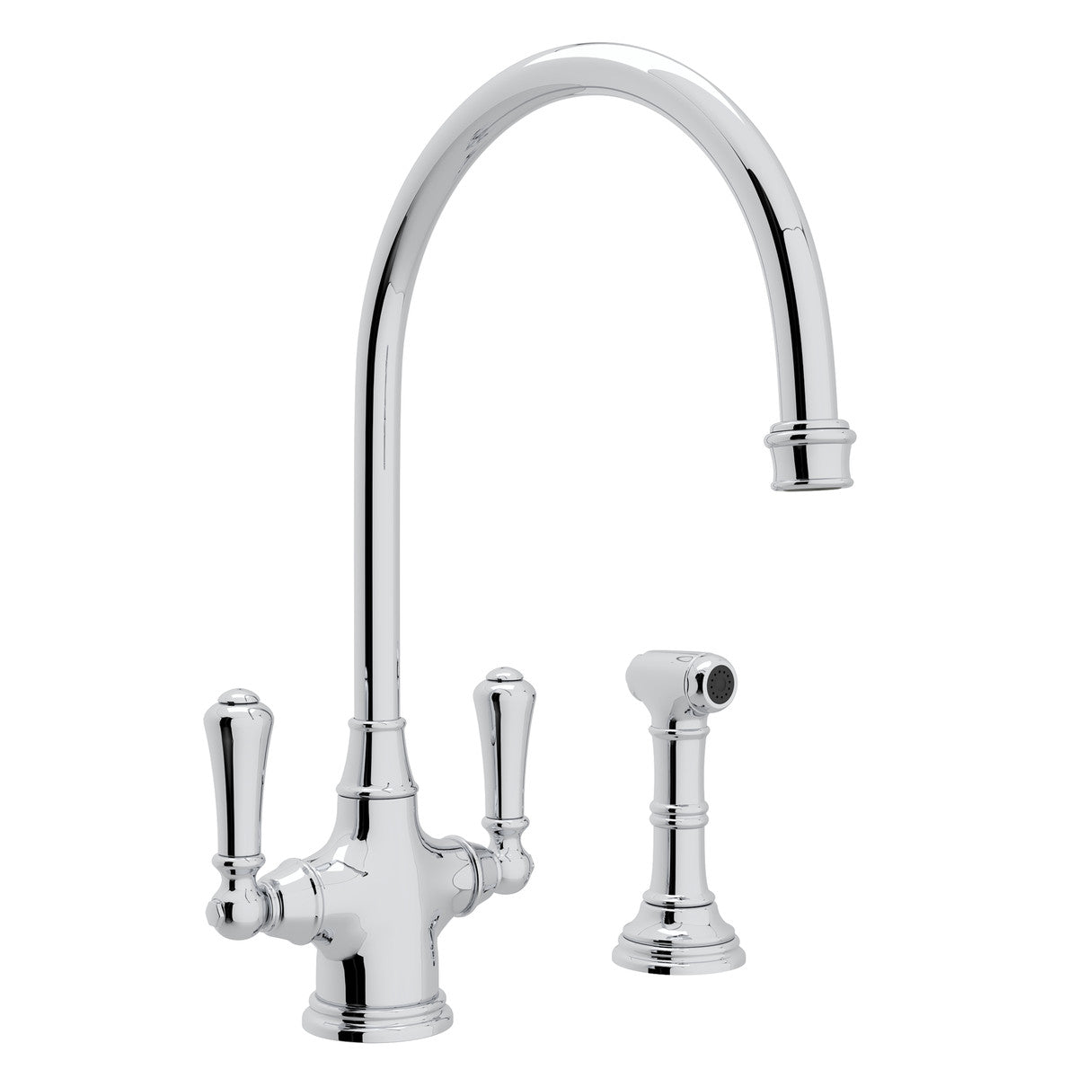 Perrin & Rowe Georgian Era Two Handle Kitchen Faucet With Side Spray 1.8 GPM