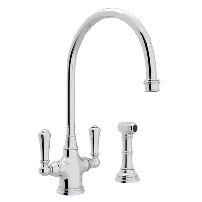 Perrin & Rowe Georgian Era Two Handle Kitchen Faucet With Side Spray 1.8 GPM