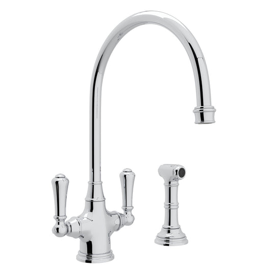 Perrin & Rowe Georgian Era Two Handle Kitchen Faucet With Side Spray 1.8 GPM