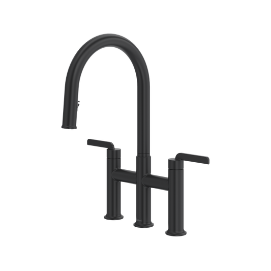 Riobel Authentica Bridge Pull-Down Kitchen Faucet With C-Spout Dual Spray 1.5 GPM