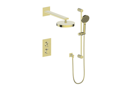 Vogt Mond 2-Way Thermostatic Shower System With Rough-In Valve, Brushed Gold