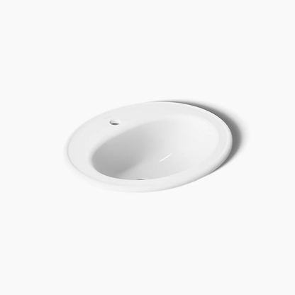 Kohler Pennington 20-1/4" Oval Drop-In Bathroom Sink With Faucet Hole