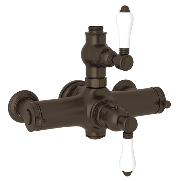 Rohl Acqui Exposed Therm Valve With Volume And Temperature Control, Porcelain Lever Handles - A4917LP