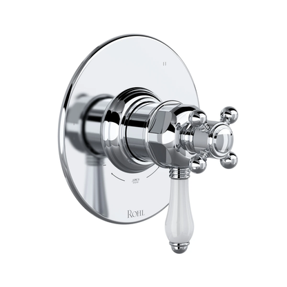 Rohl Acqui 1/2" Therm & Pressure Balance Trim With 3 Functions (No Share), Porcelain Lever Handle - TTD47W1LP